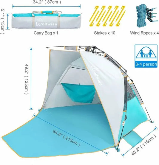 Easy Up Beach Tent with 50 & Portable...